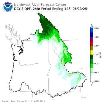 Day 8 (Thursday): Precipitation Forecast ending Friday, June 13 at 5 am PDT
