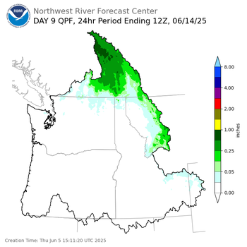 Day 9 (Friday): QPF Forecast  ending Saturday, June 14 at 5 am PDT