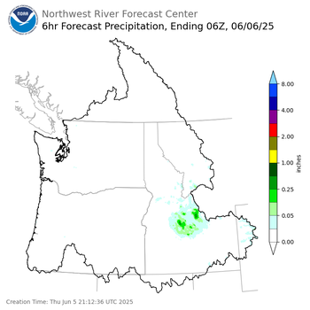 Day 1 (Thursday): 6 Hourly Precipitation Forecast ending Thursday, June 5 at 11 pm PDT