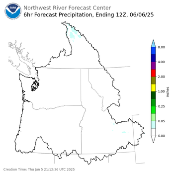 Day 1 (Thursday): 6 Hourly Precipitation Forecast ending Friday, June 6 at 5 am PDT