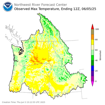 Maximum Temperatures ending Wednesday, June 4 at 9 pm PDT
