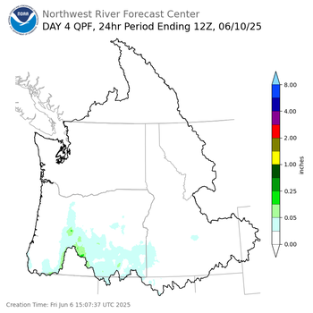 Day 4 (Monday): Precipitation Forecast ending Tuesday, June 10 at 5 am PDT