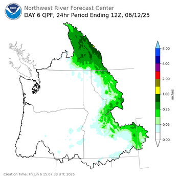Day 6 (Wednesday): Precipitation Forecast ending Thursday, June 12 at 5 am PDT