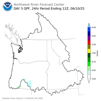 Day 3 (Monday): QPF Forecast  ending Tuesday, June 10 at 5 am PDT