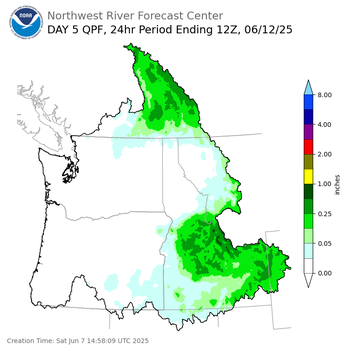 Day 5 (Wednesday): QPF Forecast  ending Thursday, June 12 at 5 am PDT