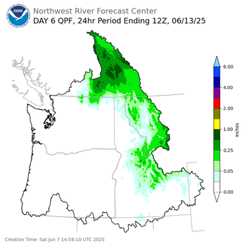 Day 6 (Thursday): QPF Forecast  ending Friday, June 13 at 5 am PDT