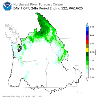 Day 9 (Sunday): QPF Forecast  ending Monday, June 16 at 5 am PDT