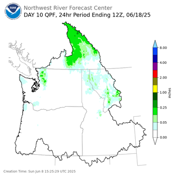 Day 10 (Tuesday): QPF Forecast  ending Wednesday, June 18 at 5 am PDT