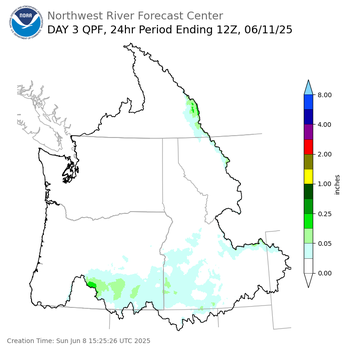 Day 3 (Tuesday): QPF Forecast  ending Wednesday, June 11 at 5 am PDT