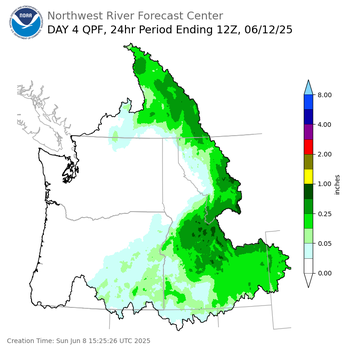 Day 4 (Wednesday): QPF Forecast  ending Thursday, June 12 at 5 am PDT