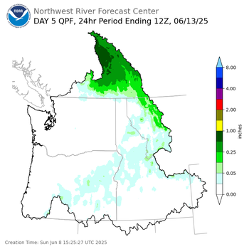 Day 5 (Thursday): QPF Forecast  ending Friday, June 13 at 5 am PDT