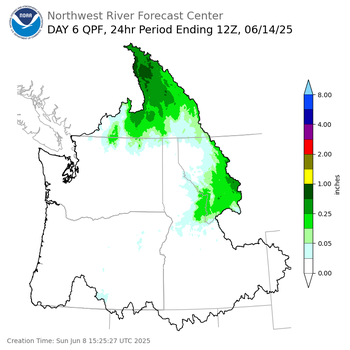 Day 6 (Friday): QPF Forecast  ending Saturday, June 14 at 5 am PDT