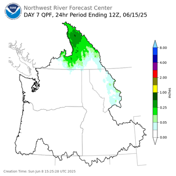 Day 7 (Saturday): QPF Forecast  ending Sunday, June 15 at 5 am PDT