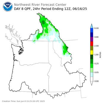 Day 8 (Sunday): QPF Forecast  ending Monday, June 16 at 5 am PDT