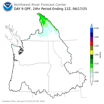 Day 9 (Monday): QPF Forecast  ending Tuesday, June 17 at 5 am PDT