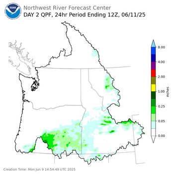 Day 2 (Tuesday): QPF Forecast  ending Wednesday, June 11 at 5 am PDT