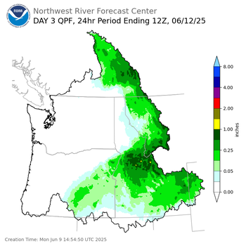 Day 3 (Wednesday): QPF Forecast  ending Thursday, June 12 at 5 am PDT