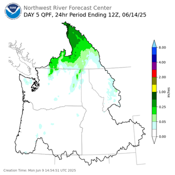 Day 5 (Friday): QPF Forecast  ending Saturday, June 14 at 5 am PDT