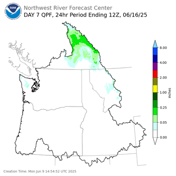 Day 7 (Sunday): QPF Forecast  ending Monday, June 16 at 5 am PDT