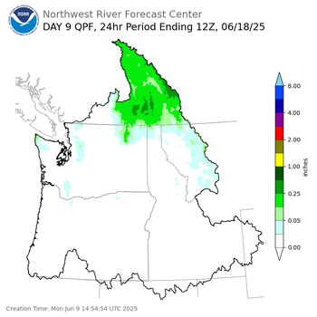 Day 9 (Tuesday): QPF Forecast  ending Wednesday, June 18 at 5 am PDT