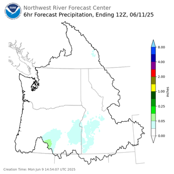 Day 2 (Tuesday): 6 Hourly Precipitation Forecast  ending Wednesday, June 11 at 5 am PDT