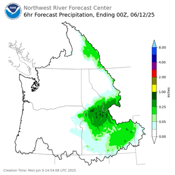 Day 3 (Wednesday): 6 Hourly Precipitation Forecast  ending Wednesday, June 11 at 5 pm PDT