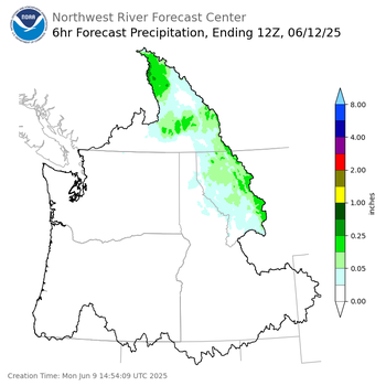Day 3 (Wednesday): 6 Hourly Precipitation Forecast  ending Thursday, June 12 at 5 am PDT