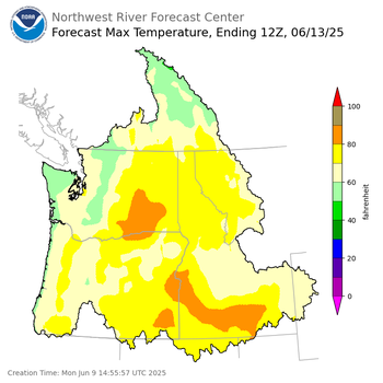 Day 4 (Thursday): Max Temperature Forecast ending Friday, June 13 at 5 am PDT