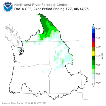 Day 4 (Friday): QPF Forecast  ending Saturday, June 14 at 5 am PDT