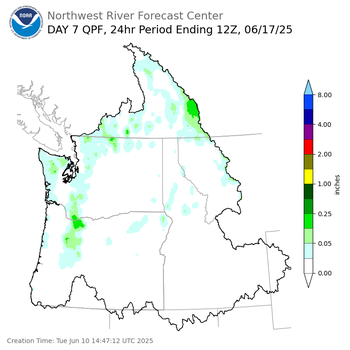 Day 7 (Monday): QPF Forecast  ending Tuesday, June 17 at 5 am PDT