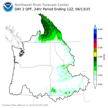 Day 2 (Thursday): QPF Forecast  ending Friday, June 13 at 5 am PDT
