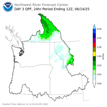 Day 3 (Friday): QPF Forecast  ending Saturday, June 14 at 5 am PDT