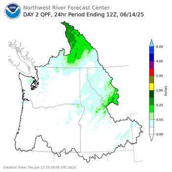 Day 2 (Friday): QPF Forecast  ending Saturday, June 14 at 5 am PDT