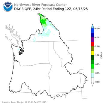 Day 3 (Saturday): QPF Forecast  ending Sunday, June 15 at 5 am PDT