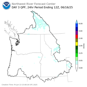 Day 3 (Sunday): QPF Forecast  ending Monday, June 16 at 5 am PDT