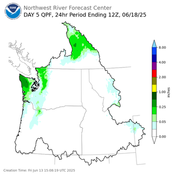 Day 5 (Tuesday): QPF Forecast  ending Wednesday, June 18 at 5 am PDT