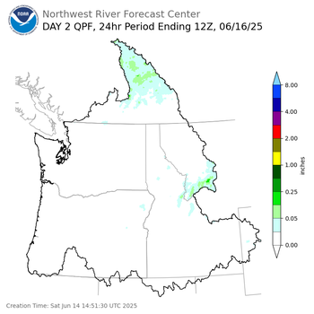 Day 2 (Sunday): QPF Forecast  ending Monday, June 16 at 5 am PDT