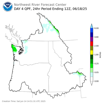 Day 4 (Tuesday): QPF Forecast  ending Wednesday, June 18 at 5 am PDT