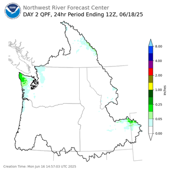 Day 2 (Tuesday): QPF Forecast  ending Wednesday, June 18 at 5 am PDT