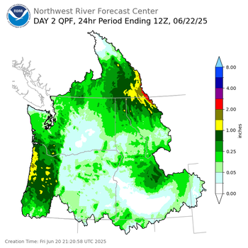 Day 2 (Saturday): Precipitation Forecast ending Sunday, June 22 at 5 am PDT