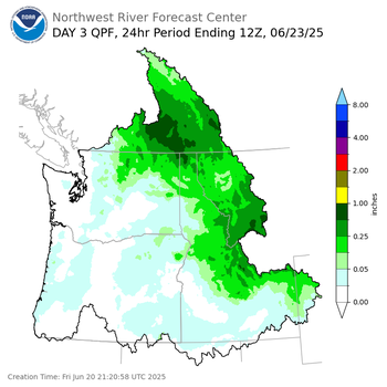 Day 3 (Sunday): Precipitation Forecast ending Monday, June 23 at 5 am PDT