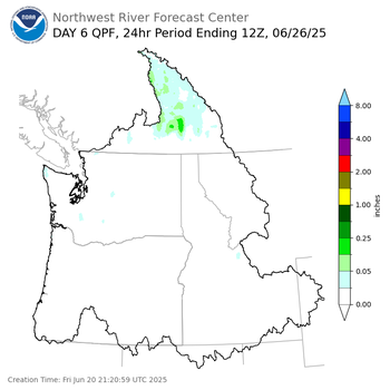 Day 6 (Wednesday): Precipitation Forecast ending Thursday, June 26 at 5 am PDT