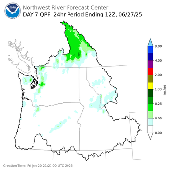 Day 7 (Thursday): Precipitation Forecast ending Friday, June 27 at 5 am PDT