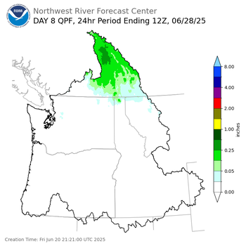 Day 8 (Friday): Precipitation Forecast ending Saturday, June 28 at 5 am PDT