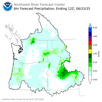 Day 2 (Saturday): 6 Hourly Precipitation Forecast  ending Sunday, June 22 at 5 am PDT