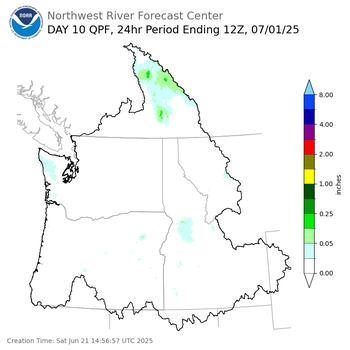 Day 10 (Monday): Precipitation Forecast ending Tuesday, July 1 at 5 am PDT