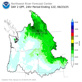 Day 2 (Sunday): Precipitation Forecast ending Monday, June 23 at 5 am PDT