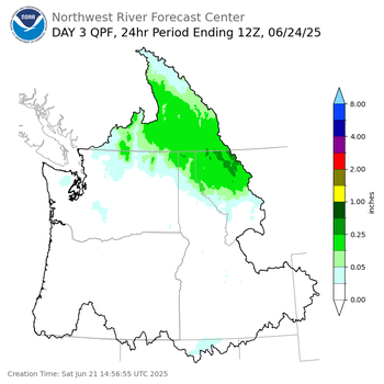 Day 3 (Monday): Precipitation Forecast ending Tuesday, June 24 at 5 am PDT