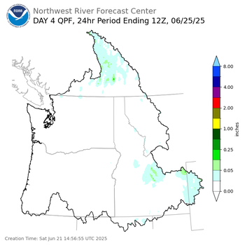 Day 4 (Tuesday): Precipitation Forecast ending Wednesday, June 25 at 5 am PDT