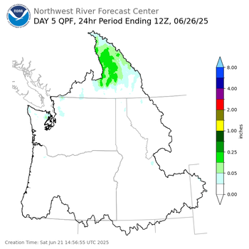 Day 5 (Wednesday): Precipitation Forecast ending Thursday, June 26 at 5 am PDT